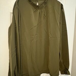 Ananova olive green ruffle sleep blouse
